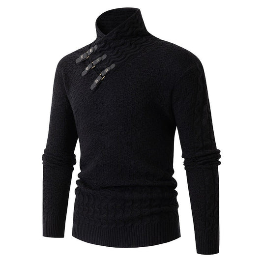 Herren Winterpullover Halber Rollkragen Langarm Gestrickt – Woll-Mischung