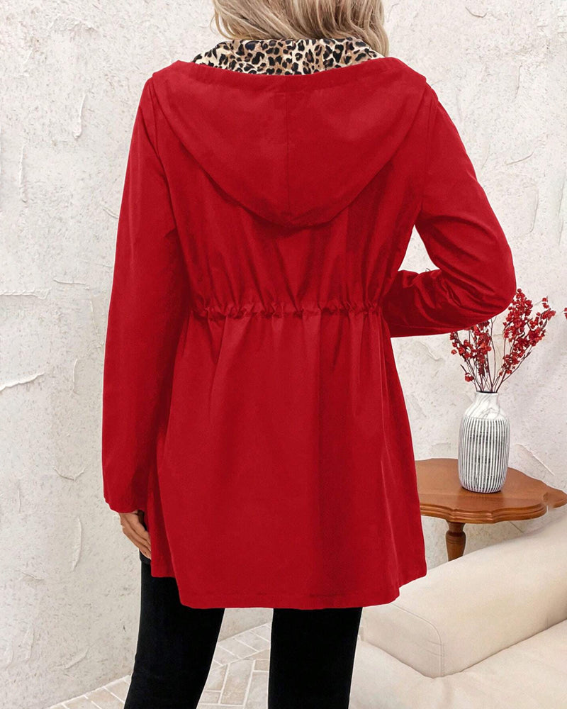 Women's Reversible Cardigan with Leopard Print and Pockets