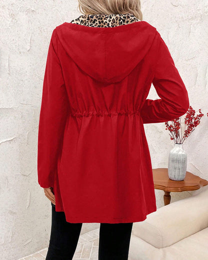 Women's Reversible Cardigan with Leopard Print and Pockets