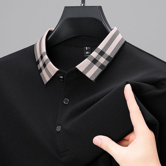 Men's winter shirt with fleece lining, turn-down collar, loose fit, and long sleeves