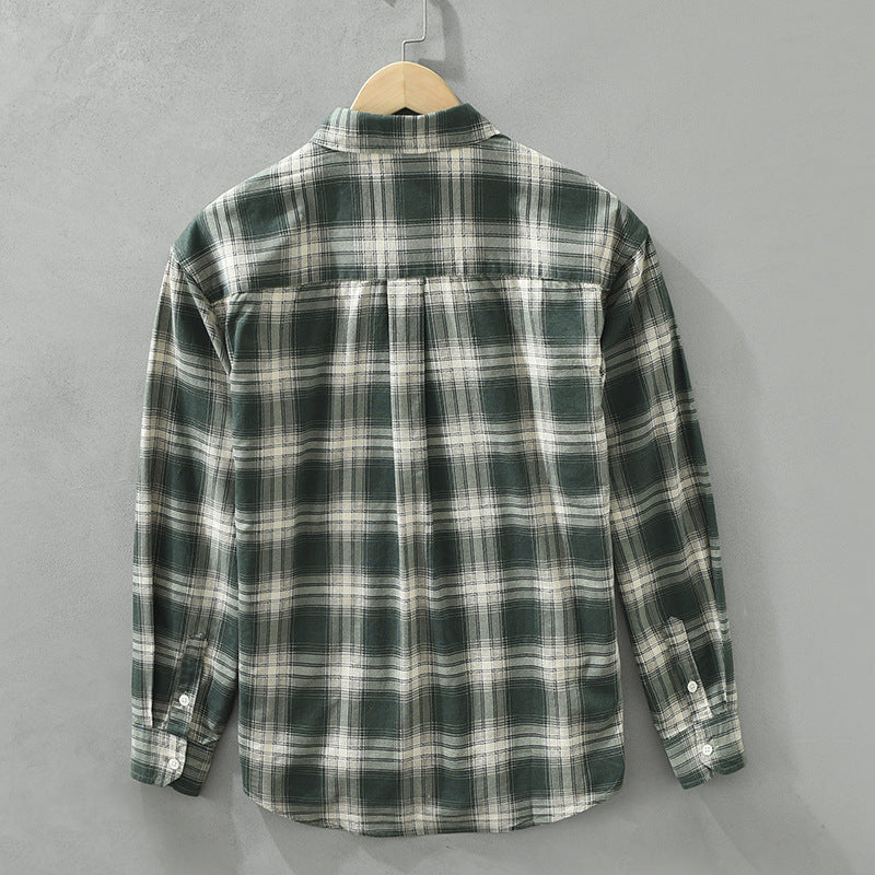 Men's Checked Shirt Long Sleeve Loose Fit With Button Placket