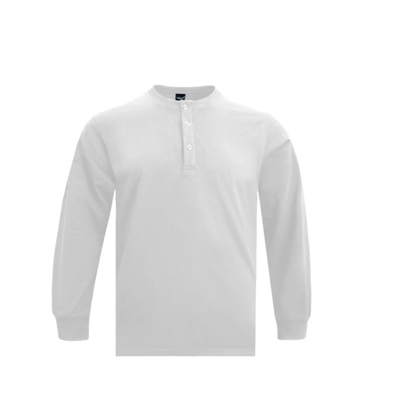 Herren Langarm Henley Shirt – Schweres Material Normale Passform