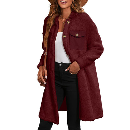 Damen Herbst-Langjacke mit Reißverschluss und Unifarbe