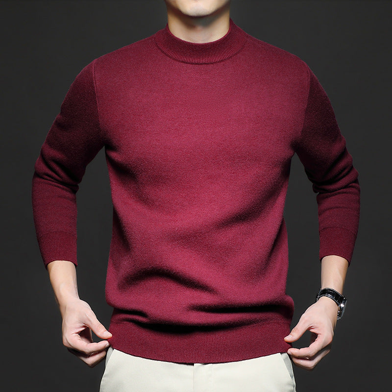 Men's sweater with standing collar and slim fit