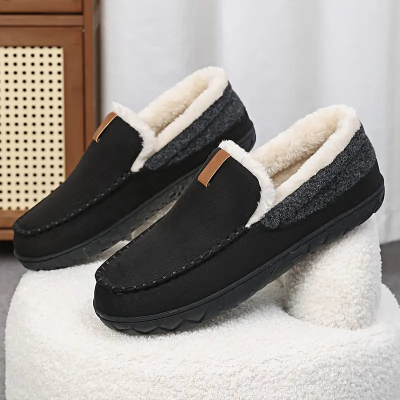 Men's Autumn Slip-On Shoes with Plush Lining, EVA Sole, and Non-Slip Outsole