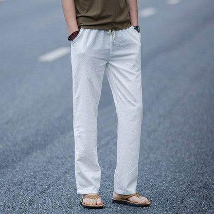 Herren-Hose Im Leinenstil, Lockere Passform, Gerader Schnitt