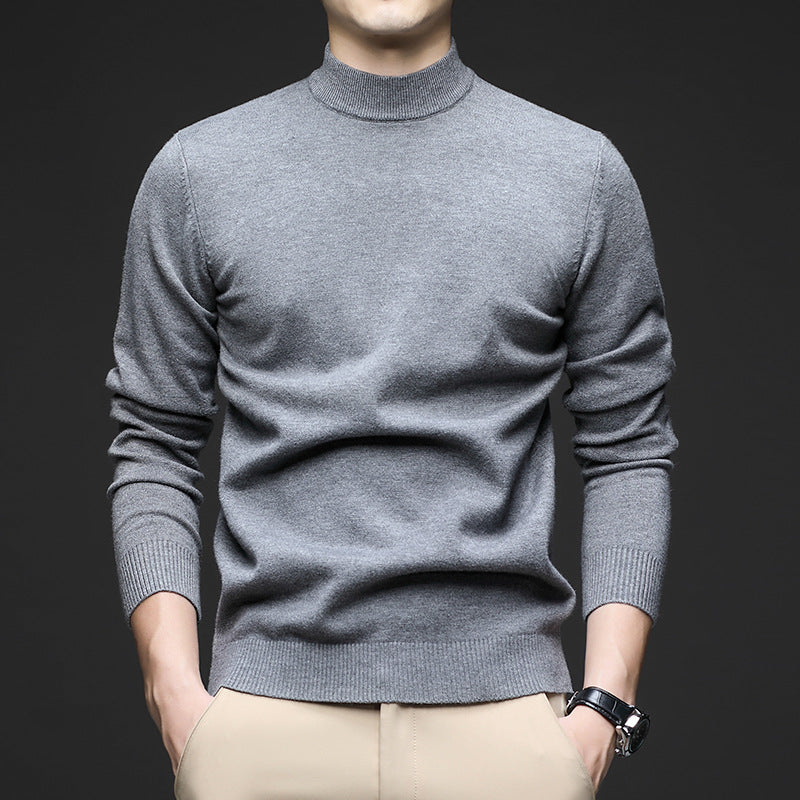 Men's sweater with standing collar and slim fit