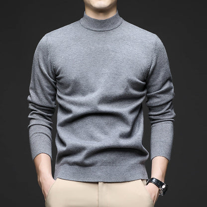 Men's sweater with standing collar and slim fit