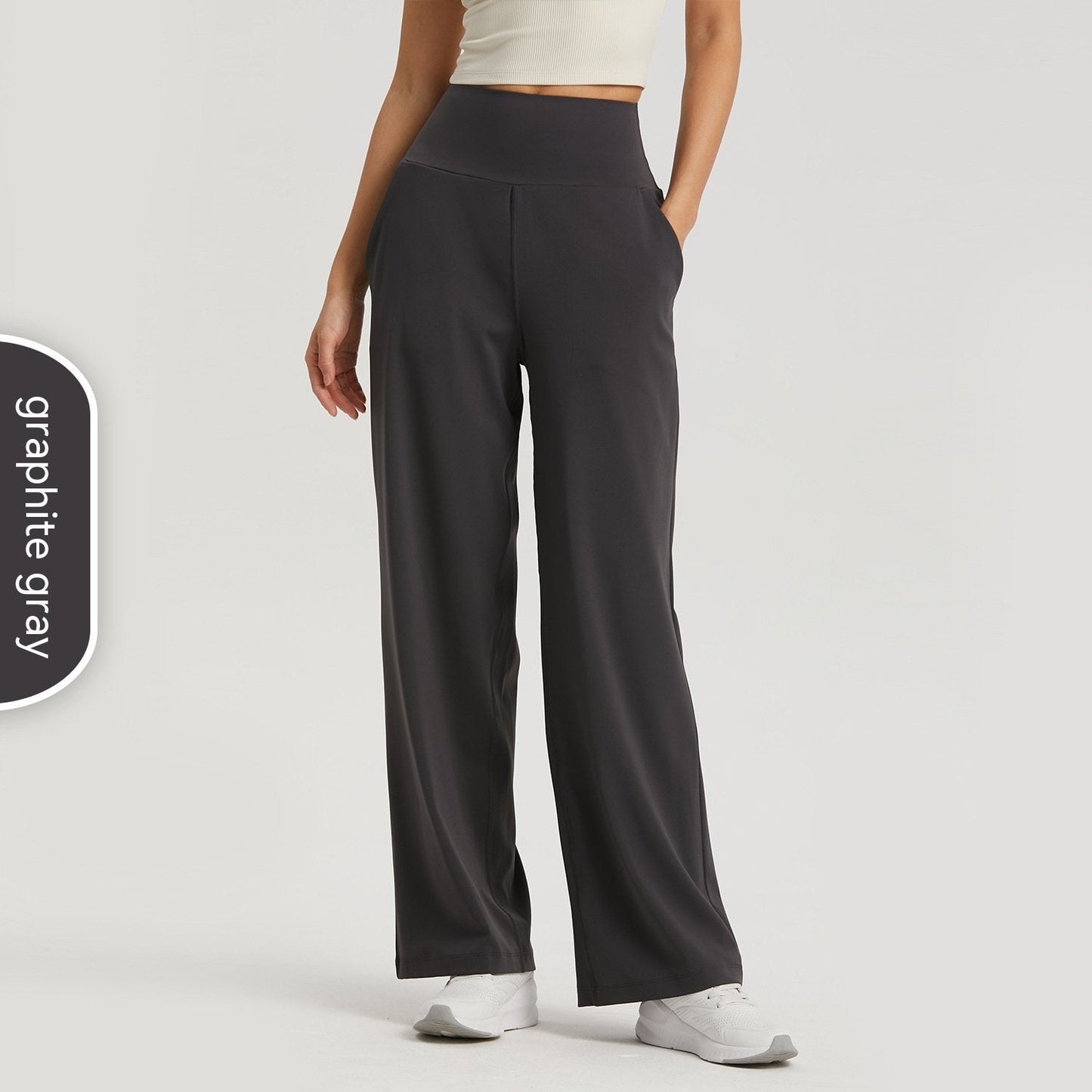 Damen-Yogahose mit hohem Bund und weitem Bein – Sportlicher Stil