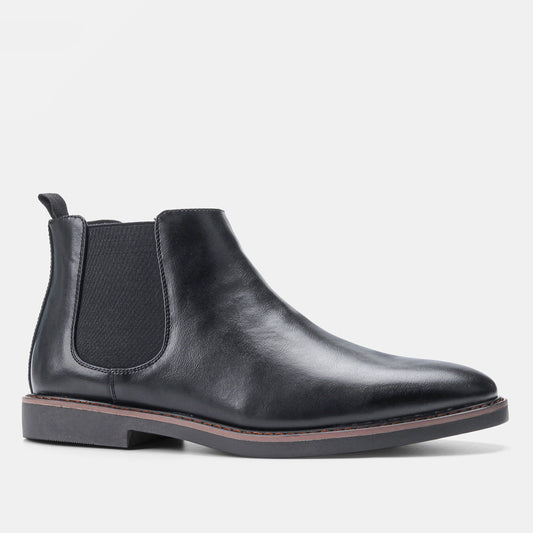 Herren Chelsea Boots PU-Lederoptik Runde Kappe Niedriger Knöchel