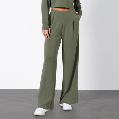 Damen-Hose mit hohem Bund und geradem Bein – Fließender Stil