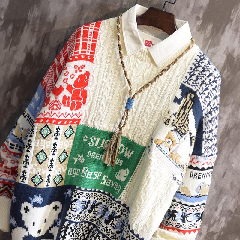 Men's Sweater with Round Neckline and Long Sleeves