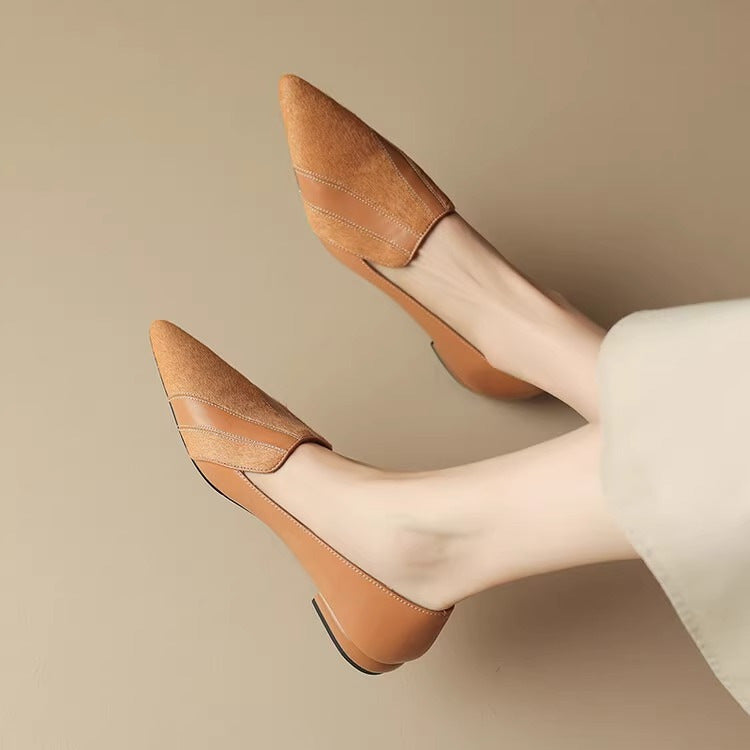 Damen-Slipper Mit Spitzer Zehenpartie, Flach Und Niedrig Geschnitten