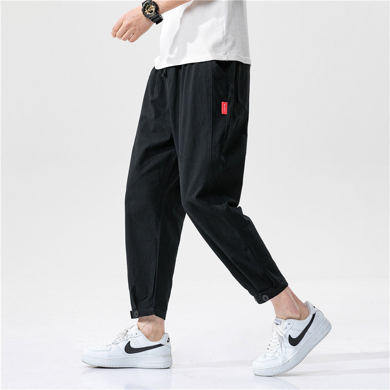 Men's Pants with Elastic Waistband and Drawstring – Adjustable Hem