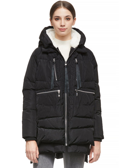 Damen Winterkapuzenjacke mit Steppung, Reißverschluss und Taschen