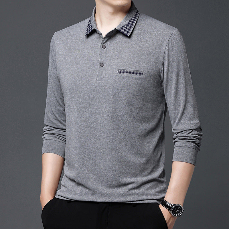 Men's Long-Sleeve Shirt Solid Color Loose Fit