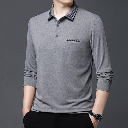 Men's Long-Sleeve Shirt Solid Color Loose Fit