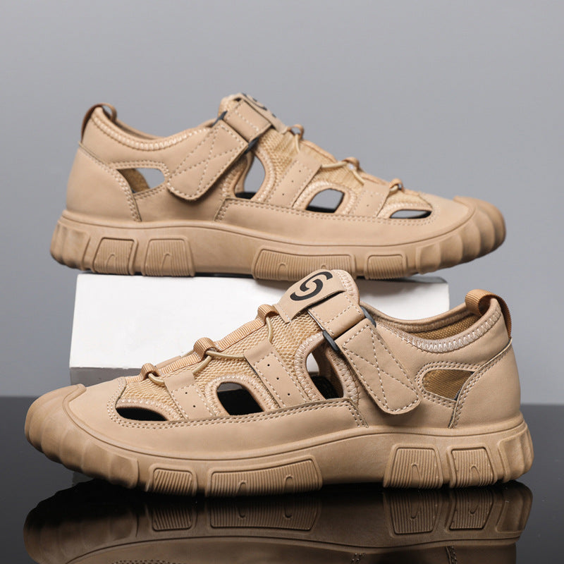Herren-Sommersandalen Mit Mesh-Obermaterial, Klettverschluss, Hohlem Design Und Gummisohle