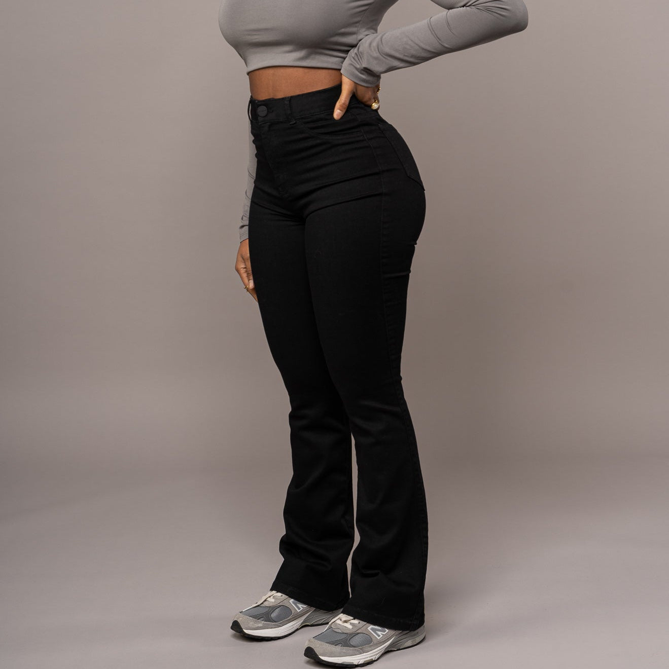 Women's High Waist Flared Jeans Stretch Denim