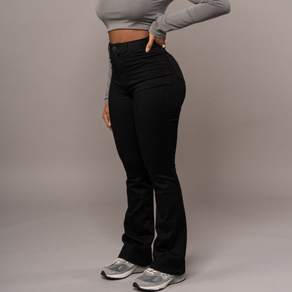 Women's High Waist Flared Jeans Stretch Denim