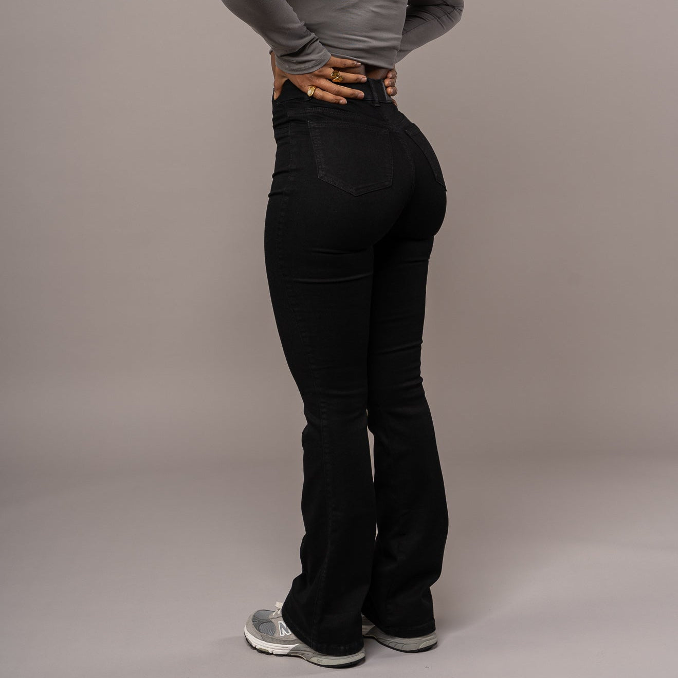 Women's High Waist Flared Jeans Stretch Denim