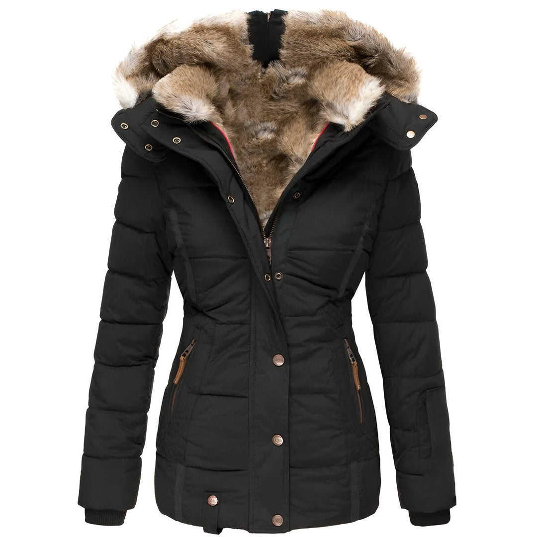 Damen Winter Steppjacke Mit Abnehmbarer Kapuze Und Schmaler Passform