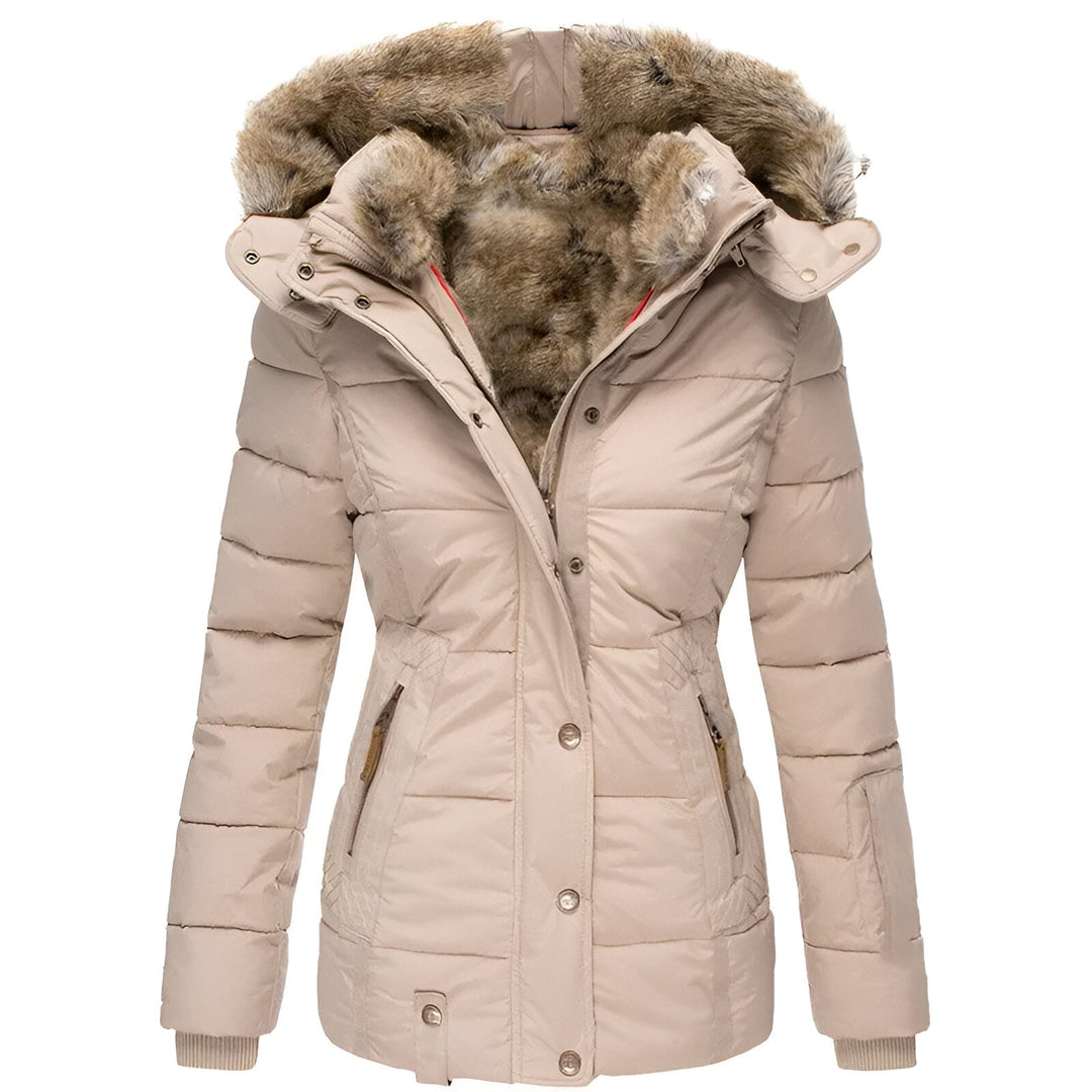 Damen Winter Steppjacke Mit Abnehmbarer Kapuze Und Schmaler Passform