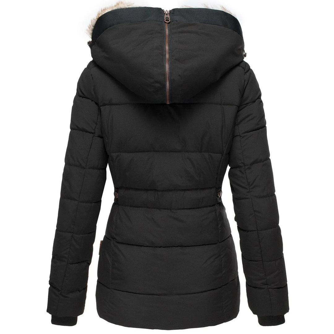 Damen Winter Steppjacke Mit Abnehmbarer Kapuze Und Schmaler Passform