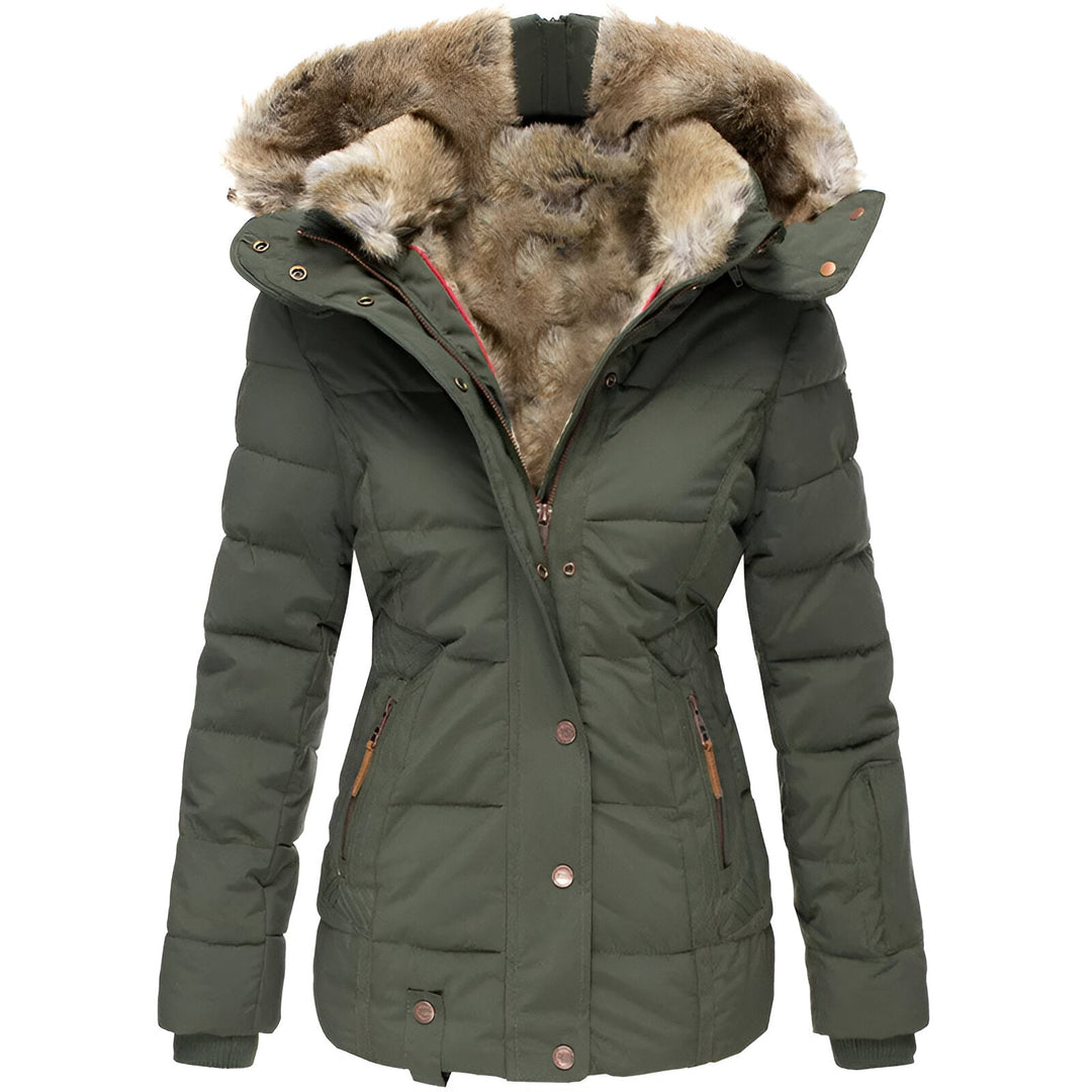 Damen Winter Steppjacke Mit Abnehmbarer Kapuze Und Schmaler Passform
