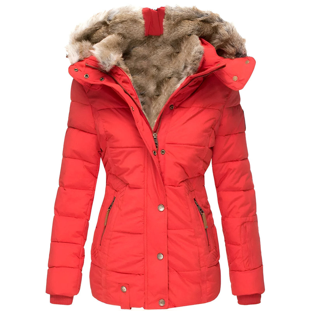 Damen Winter Steppjacke Mit Abnehmbarer Kapuze Und Schmaler Passform