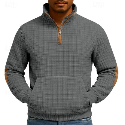 Herren Troyer Sweatshirt Mit Struktur Und Kurzreissverschluss