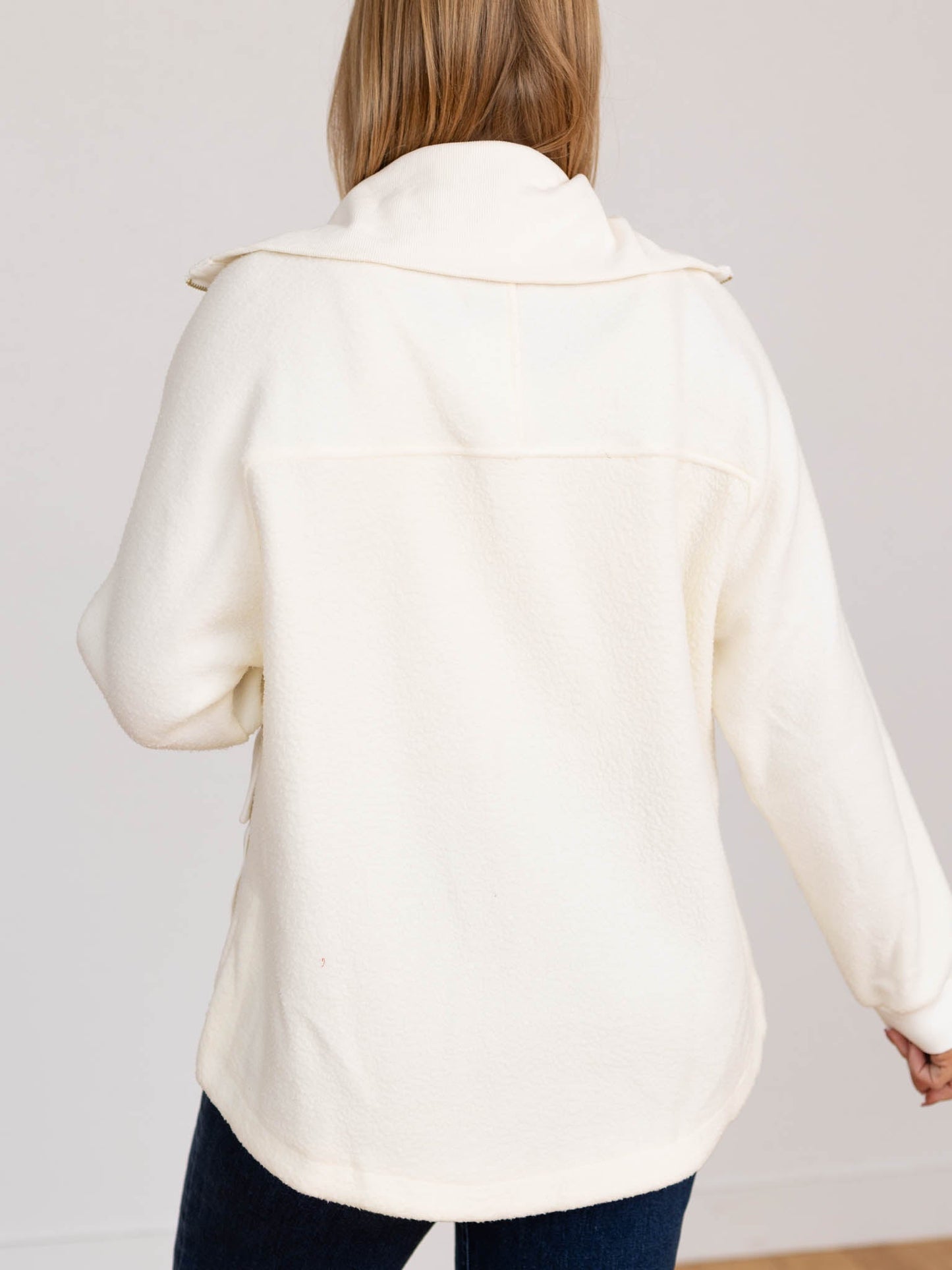 Women's Autumn Jacket Zipper Collar Two Pockets Loose Fit – Everyday and Layering