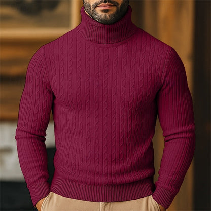 Herren Rollkragenpullover Mit Zopfmuster