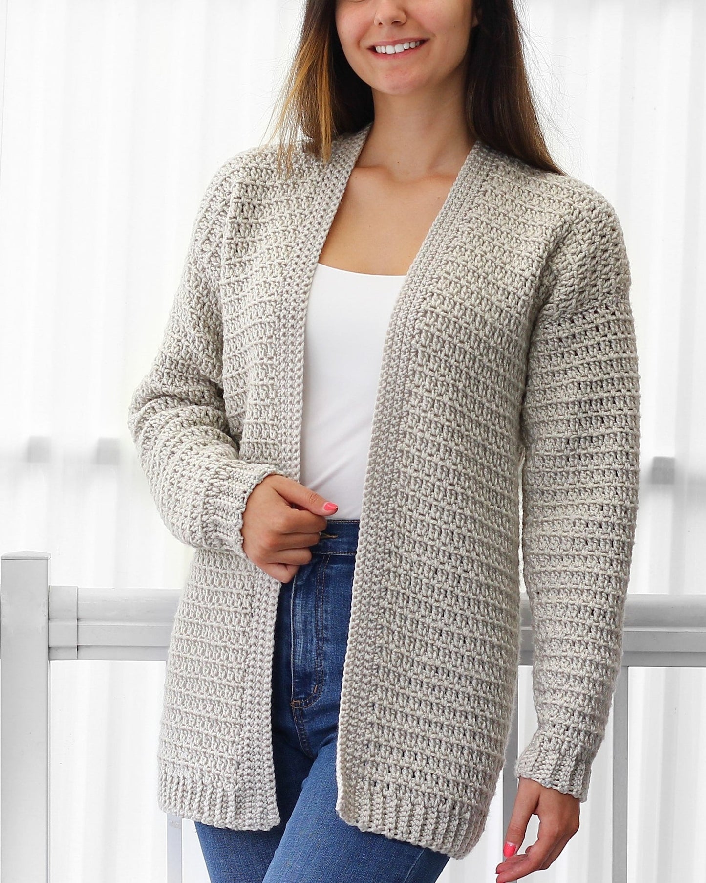 Women's Crochet Cardigan Long Sleeve Loose Fit – Lightweight and Versatile