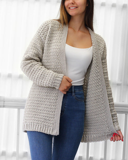 Women's Crochet Cardigan Long Sleeve Loose Fit – Lightweight and Versatile