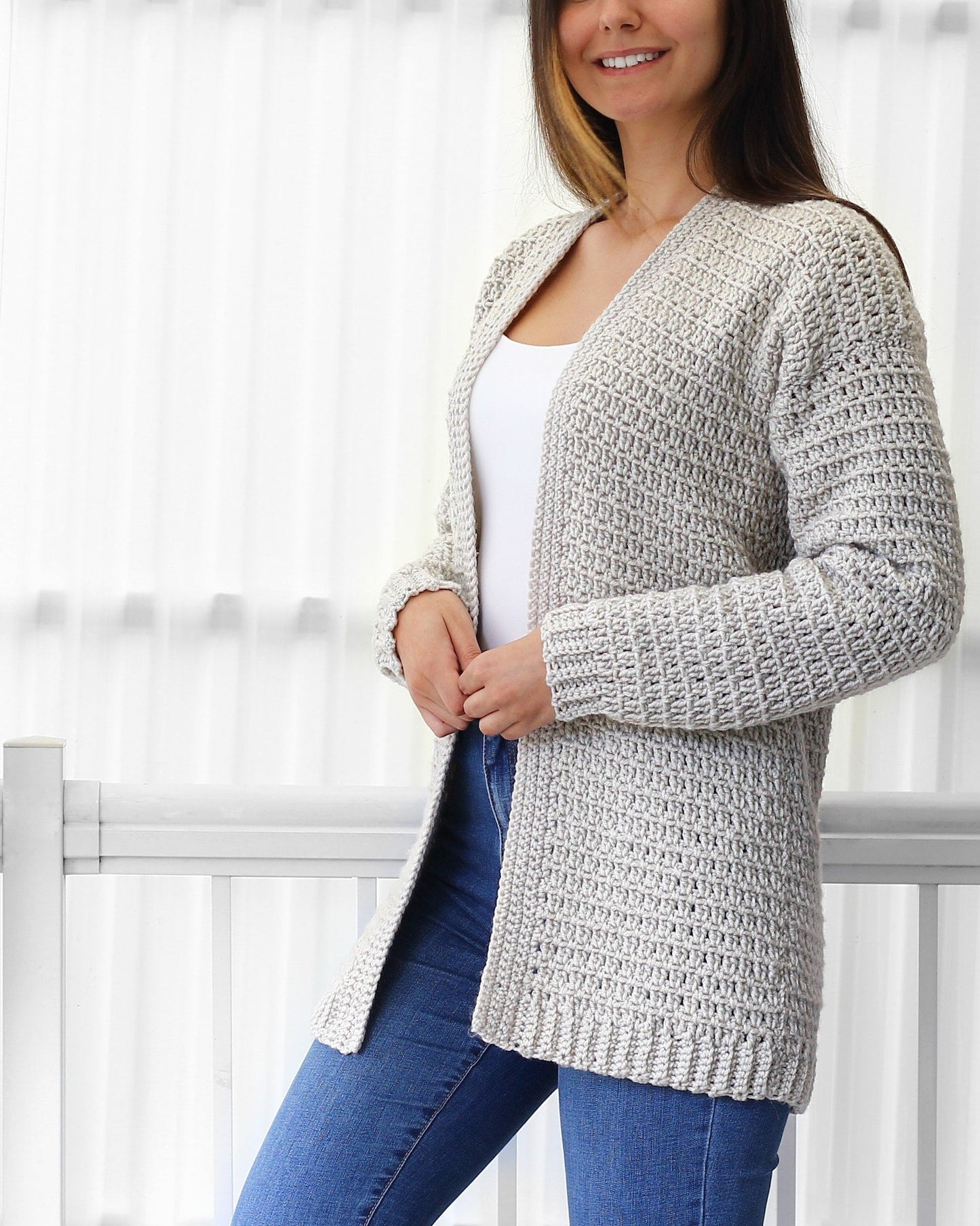 Women's Crochet Cardigan Long Sleeve Loose Fit – Lightweight and Versatile