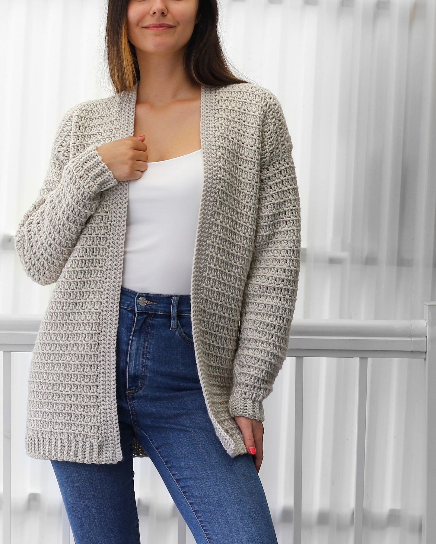 Women's Crochet Cardigan Long Sleeve Loose Fit – Lightweight and Versatile