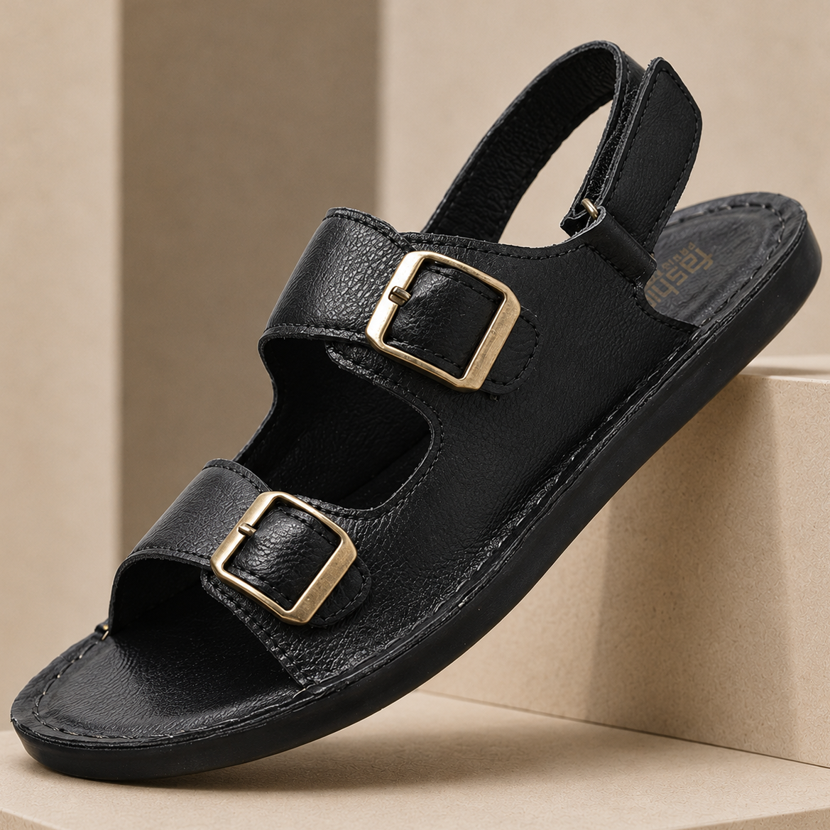 Herren Ledersandalen mit Doppelriemen – Verstellbarer Klettverschluss