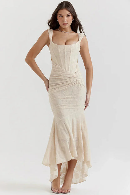 Damen Maxikleid mit Korsett – Schulterfreies Design Fishtail Silhouette