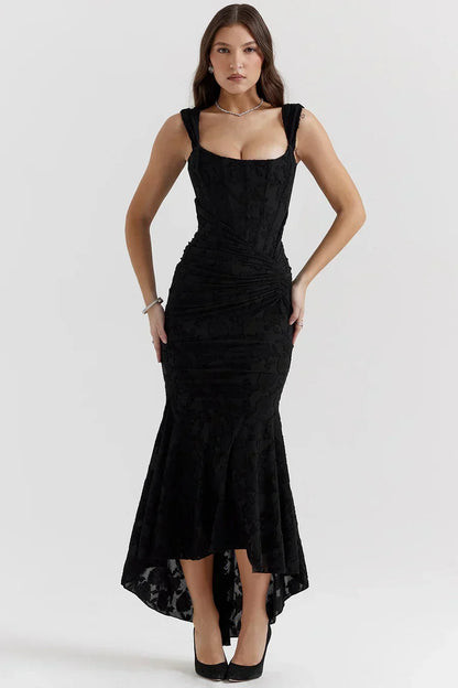 Damen Maxikleid mit Korsett – Schulterfreies Design Fishtail Silhouette