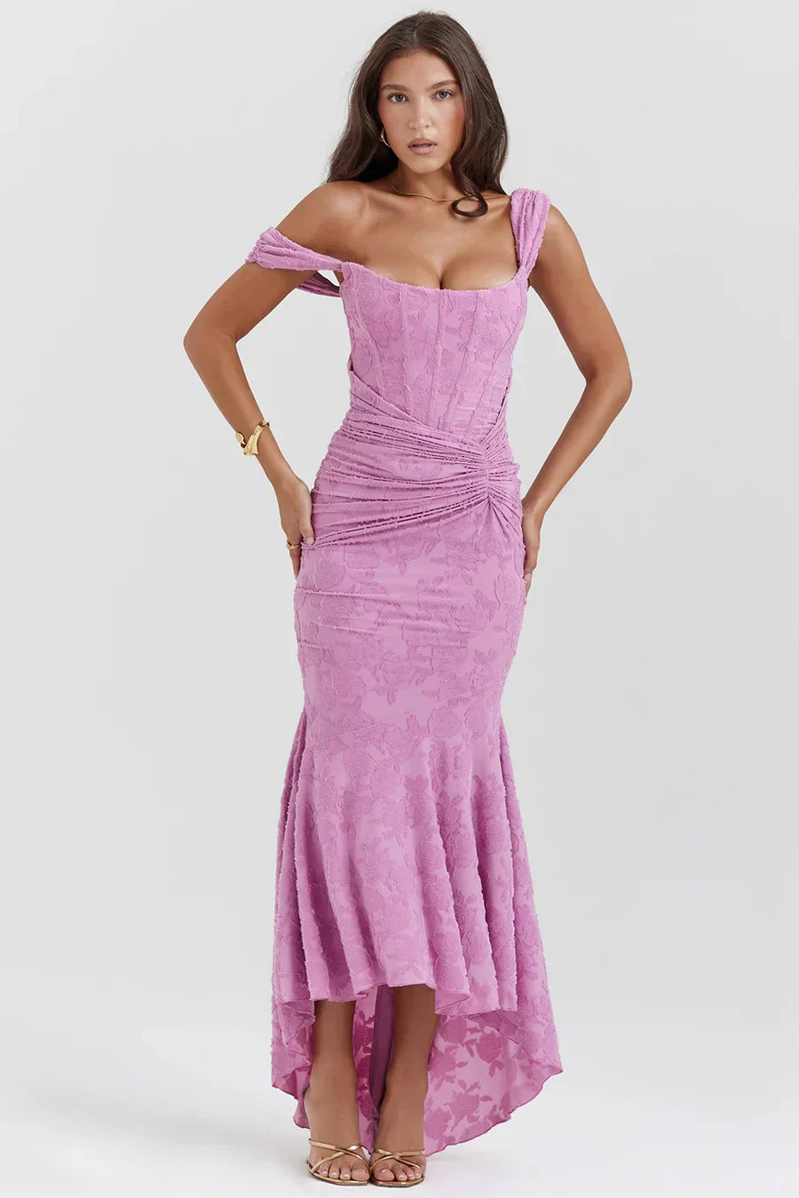 Damen Maxikleid mit Korsett – Schulterfreies Design Fishtail Silhouette