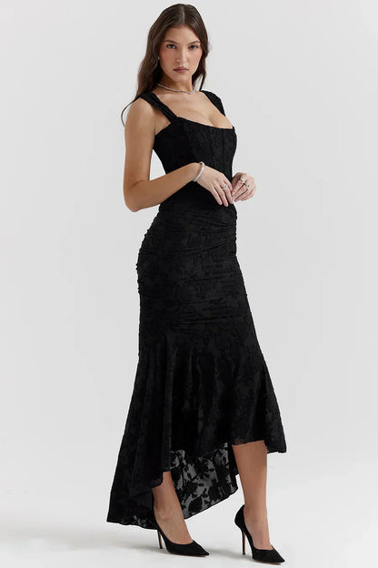 Damen Maxikleid mit Korsett – Schulterfreies Design Fishtail Silhouette