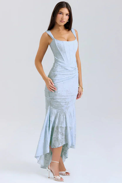 Damen Maxikleid mit Korsett – Schulterfreies Design Fishtail Silhouette