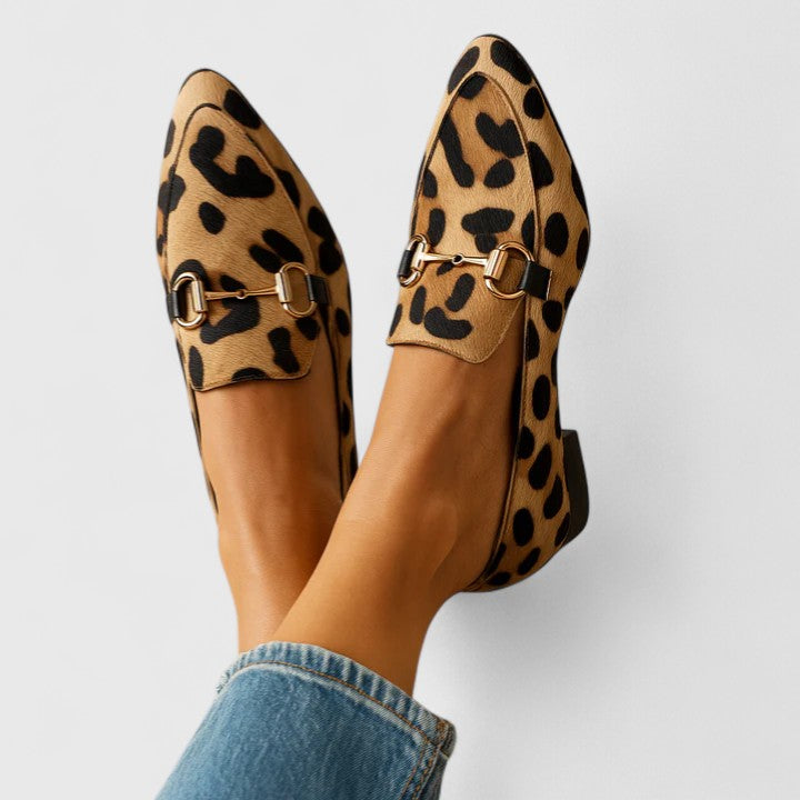Damen Loafer Mit Spitzem Zeh Und Animal-Print-Design
