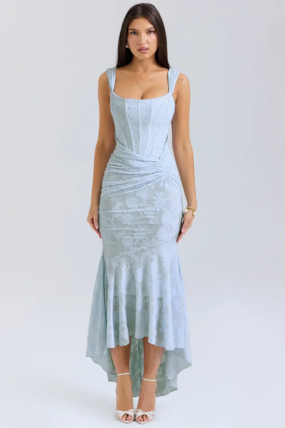 Damen Maxikleid mit Korsett – Schulterfreies Design Fishtail Silhouette