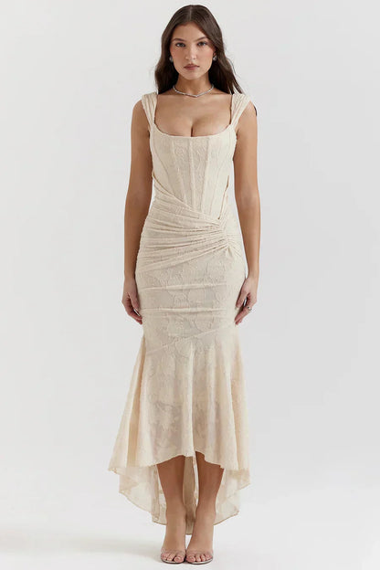 Damen Maxikleid mit Korsett – Schulterfreies Design Fishtail Silhouette