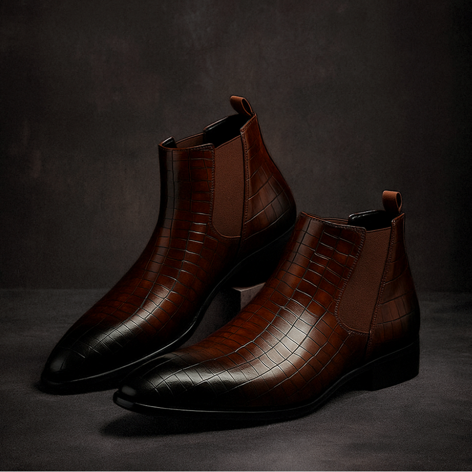 Herren Chelsea Boots In Schlangenlederoptik, Slip-On-Stiefeletten