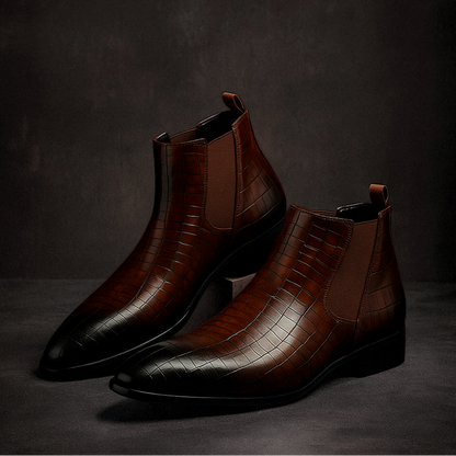 Herren Chelsea Boots In Schlangenlederoptik, Slip-On-Stiefeletten