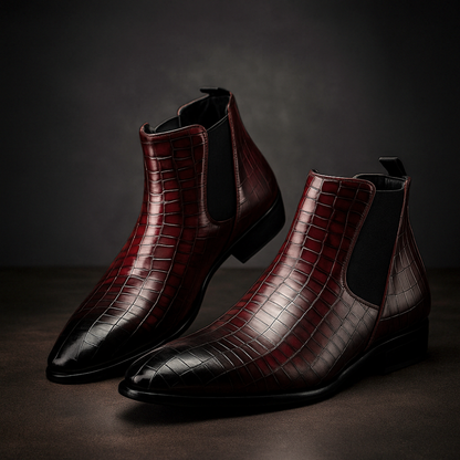 Herren Chelsea Boots In Schlangenlederoptik, Slip-On-Stiefeletten