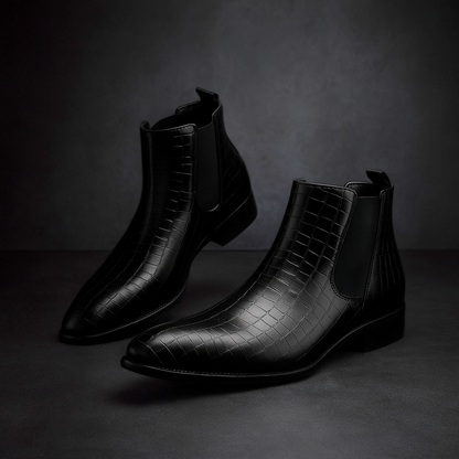Herren Chelsea Boots In Schlangenlederoptik, Slip-On-Stiefeletten